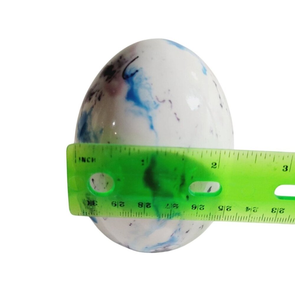 Vintage Ceramic Egg Hand Painted Speckles Multicolored White Blues Pink Purple - Picture 8 of 8